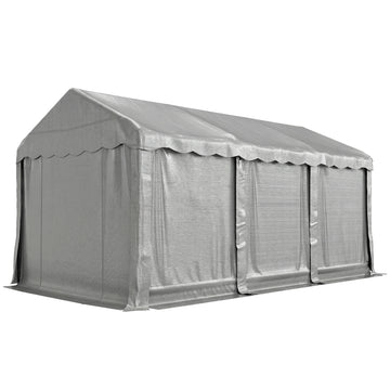 20' x 10' Portable Shed, Outdoor Storage Shed Tent with Roll-up Zipper Door and Removable Sidewalls, Light Grey