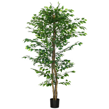 Set of 2 6ft Artificial Trees Ficus, Indoor Fake Plants with Pot, for Home Decor