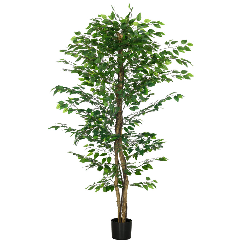 Set of 2 6ft Artificial Trees Ficus, Indoor Fake Plants with Pot, for Home Decor