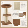 Cat Tree Kitty Tower with Sisal Mat Scratching Post, Cat Bed, Cushion, Perch, 18