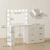 Vanity Desk with Mirror and 12 LED Lights, Makeup Table w/ Power Outlet, 3 Light Colour, 6 Drawers and 2 Shelves, White