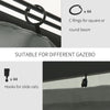 Gazebo Curtains, 10' x 12' Universal Replacement Privacy Curtain, 4-Panels Sidewall with Hooks/C-Rings, Dark Grey