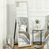 Floor Standing Mirror, Full Body Mirror, Free Standing, Leaning or Wall Mirror with Frame for Bedroom, White
