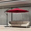 9.7ft Offset Patio UmbrellaCantilever Parasol with Crank Handle, 8 Ribs and Cross Base for Outdoor, Sun Shade, Wine Red
