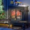 Electric Fireplace Stove Heater with LED Fire Flame Effect, Double Door, Freestanding & Portable with Overheat Protection, 750W/1500W, Black
