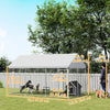 Galvanized Steel Outdoor Dog Kennel with Roof, Safety Lock, for Backyard, 13.1' x 7.5' x 7.8', Grey