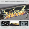 Propane Fire Pit Table 43in Outdoor Fire Table, 50,000 BTU Pulse-Ignition Wicker Firepit Furniture with Glass Wind Guard, Blue Glass Rock, CSA Certification