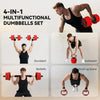 Soozier 44lbs 4-in-1 Adjustable Weight Dumbbell Set, Barbell, Kettlebell, Push Up Stand, Red