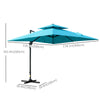 10' x 10' Cantilever Patio Umbrella, Double Top Square Offset Umbrella with 360° Rotation, 5 Adjustable Tilt Angles, Umbrella Cover, Aluminum Pole and Ribs, Light Blue