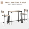 Industrial Bar Table Set Counter Height 3 Piece and 2 High Back Stools Set Dining Table Set Natural Wood