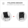 Foldable Lounge Chair, Fabric Upholstered Recliner, Outdoor Lounger with Armrest, Metal Frame for Backyard, Black