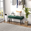 39 Inches Upholstered Bedroom Bench, Modern End of Bed Bench with Steel Legs, Green