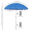 Arc. 6.4ft Beach Umbrella with Aluminum Pole Pointed Design Adjustable Tilt Carry Bag for Outdoor Patio Blue