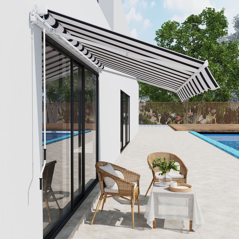 8' x 7' Retractable Awning, Patio Awnings, Sunshade Shelter with 280 g/m² UV & Water-Resistant Fabric and Aluminum Frame for Deck, Balcony, Yard