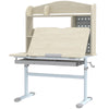 Qaba Kids Desk Height Adjustable with Tilted Desktop, Storage, Drawer, Pegboard, for 3-12 Years