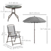 6 Pieces Outdoor Dining Set for 4 with Umbrella Patio Outdoor Furniture Set with Round Table 4 Folding Chairs Grey