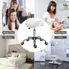 Cosmetic Stool 360° Rotate Height Adjustable Salon Massage Spa Chair Hydraulic Rolling Faux Leather Saddle Stool Mobility, Cream White