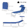 Outdoor Lounge Chair, Adjustable Folding Chaise Lounge,  Tanning Chair with Sun Shade for Beach, Camping, Hiking, Backyard, Blue