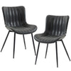 Dining Chairs Set of 2, PU Leather Upholstered Kitchen Chairs with Backrest and Steel Legs, Black