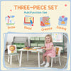 Qaba 3-Piece Kids Table and Chair Set with Animal Pattern for Boys and Girls Aged 3-8, Bedroom, Nursery, Playroom, Green