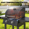 2 Burner Propane Gas Grill with Wheels, 18,400 BTU Portable BBQ Grill with Foldable Side Shelves, Warming Rack, Black