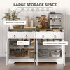 Kitchen Sideboard Cabinet with 2 Drawers, 4 Barn Doors and 2 Adjustable Shelves, Buffet Table for Living Room