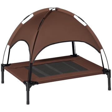 Elevated Dog Bed with Canopy, Portable Raised Dog Cot for M Sized Dogs, Indoor & Outdoor, 30