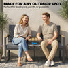 Outdoor Garden Bench with Integrated Table, 2 Seater Patio Loveseat with Thick Cushions, 136 cm Grey