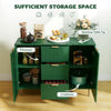 Modern Kitchen Storage Cabinet, Sideboard Buffet Cabinet w/ 3 Drawers and Adjustable Shelves for Kitchen Hallway, Dark Green