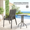 3 Pieces Bistro Set, Small Patio Furniture Set with Stackable Mesh Chairs, Glass Table for Garden, Balcony, Black