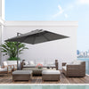 9ft Cantilever Patio Umbrella, Square Overhanging Umbrella with Cross Base, Crank Handle, Tilt, 360° Rotation and Aluminum Frame