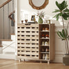 Shoe Cabinet, 21 Pair Shoe Storage Cabinet Organizer with 5-tier Double Door Cabinet and 5-tier Open Shelves, Beige