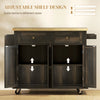 Rolling Kitchen Island with Rubber Wood Top and Storage, Spice Rack, Towel Rack, Brown Oak