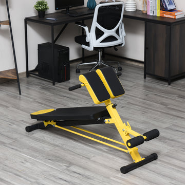 Soozier Adjustable Weight Bench Roman Chair Exercise Training Multi-Functional Hyper Extension Bench Dumbbell Bench Ab Sit up Decline Flat Black and Yellow