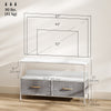 TV Stand with Charging Station, TV Table with 2 Foldable Linen Drawers and Open Shelf for 47 Inch Television, White