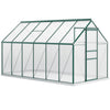 6' x 12' x 6.5' Walk-in Greenhouse, Polycarbonate Greenhouse with Adjustable Roof Vent, Base, Sliding Door