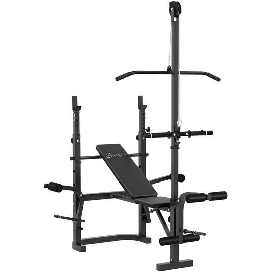 Adjustable Weight Bench with Bench Press Rack, Preacher Curl Bench, Leg Extension and Lat Pull Down