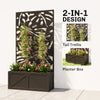 Metal Raised Garden Bed with Trellis for Climbing Plants, Freestanding or Wall Mounted Flower Bed with Privacy Panel