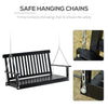 2-Seater Patio Swing Chair, Fir Wooden Porch Swing with Slatted Design, Hanging Chains for Outdoor, Garden, Black