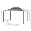 10 x 13ft Aluminum Frame Gazebo Canopy Double Tier Garden Shelter with Netting and Curtains, Coffee