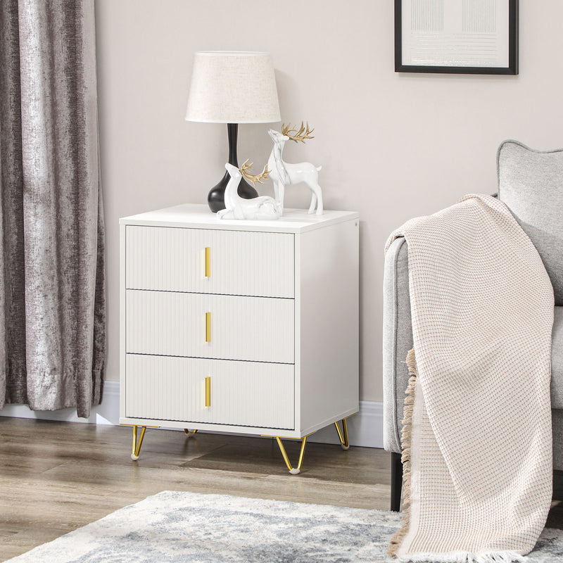 Drawer Chest, 3-Drawer Storage Cabinet Unit with Metal Legs for Living Room, 19.7