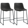 Counter Height Bar Stools Set of 2, Vintage PU Leather Bar Chairs, Kitchen Stool with Footrest, Dark Brown