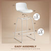 Modern Bar Stools Set of 2, PU Leather Barstools, Counter Height Kitchen Chairs for Breakfast Bars, Dining Room, White