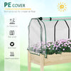 Raised Garden Bed with PE Greenhouse Cover Outdoor Elevated Wood Planter Box for Herbs and Vegetables, Use for Patio, Backyard, Balcony, 48 x 22 x 46 inch, Natural