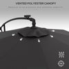 9.5' Offset Patio Umbrella Garden Parasol with Solar LED Lights and Weights, Dark Grey
