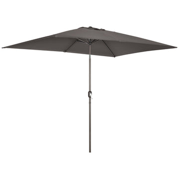 6.5x10ft Patio Umbrella, Rectangle Market Umbrella, Dark Grey