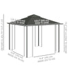 10'x10' Soft-top Steel Patio Gazebo Outdoor Sun Shelter with 2-Tier Polyester Roof, Curtain Sidewalls, Grey