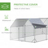 Chicken Run Outdoor, Galvanized Large Metal Chicken Coop Cage, Walk-in Enclosure Poultry Hen Run House Playpen Rabbit Hutch with Flat Roof, Cover, 9.2'x18.7'x6.5'