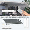 13' x 10' Electric Awning, Retractable Awning Sun Shade Shelter with Remote Controller, Manual Crank Handle and Aluminum Frame, for Deck, Balcony, Yard, Grey