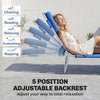 Outdoor Lounge Chair, Adjustable Folding Chaise Lounge with Face Cavity, Tanning Chair Sun Lounger Bed Recliner, Blue